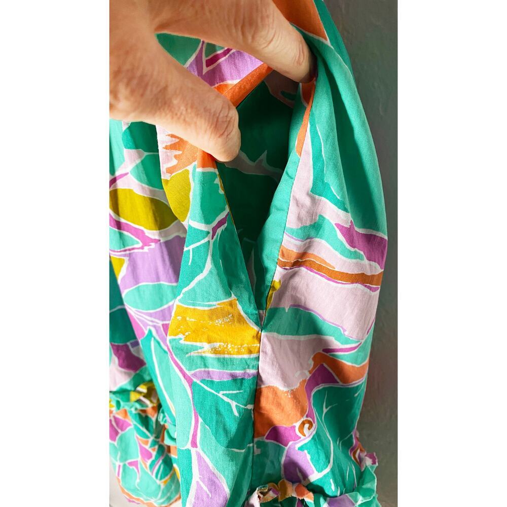 House of Harlow 1960 Women's Tired Ruffle Mini Dress Coltraihe Green Tropical - Picture 8 of 11